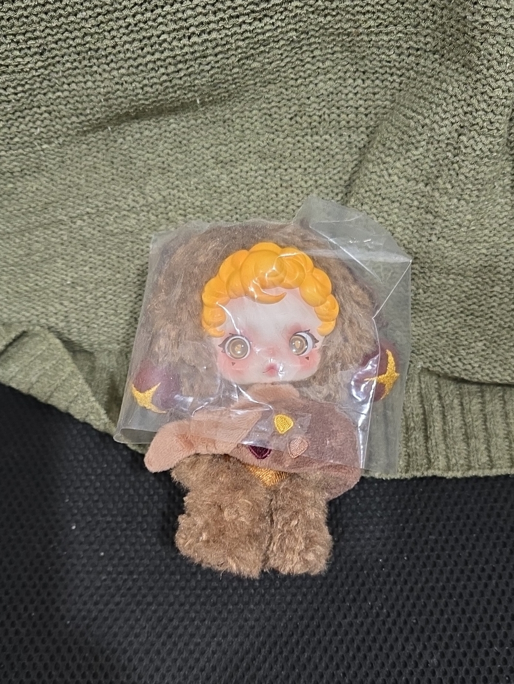 Popmart Skullpanda Plush Keychain Brown Girl with Orange Hair